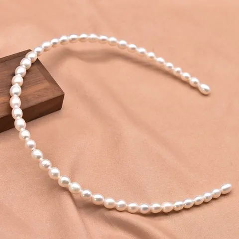 Handmade Natural Freshwater Pearl Headband For Women Vintage Elegant White Grey Hair Band Bridal Wedding Hair Accessories