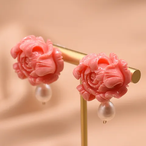Vintage Süßwasserperle Blume Hänger Ohrringe 925 Sterling Silber Stift Vergoldet Barock Perle Schmuck Für Damen