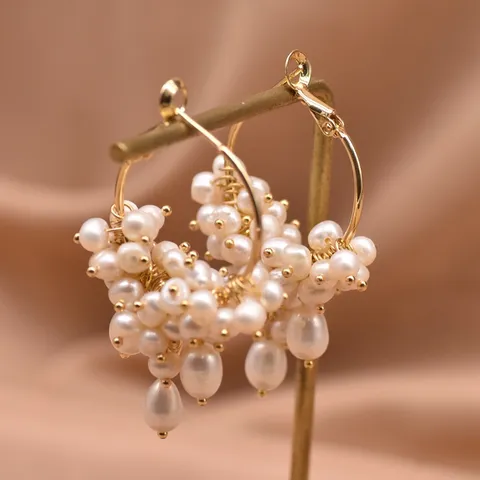Vintage Legierung Creolen Mit Künstlichen Perlen Quasten Elegante Vergoldete Geometrische Ohrringe Für Damen Party Schmuck Geschenk