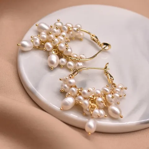 Vintage Legierung Creolen Mit Künstlichen Perlen Quasten Elegante Vergoldete Geometrische Ohrringe Für Damen Party Schmuck Geschenk