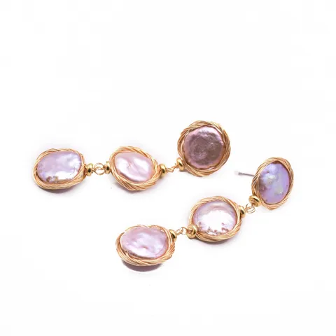 Eleganter Retro Kupfer Drahtgewickelt Barock Künstliche Perle Ohrringe Für Damen Handgemachte Geometrische Ohrhänger Schmuck