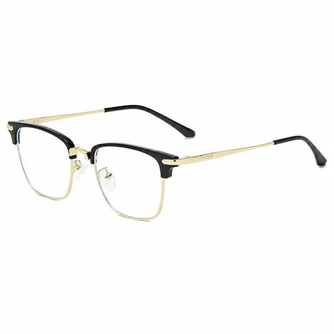 Vintage Literair Halfrond Montuur Leesbril Voor Dames Heren Anti Blauw Licht Vierkant Bril Metaal Plastic Montuur