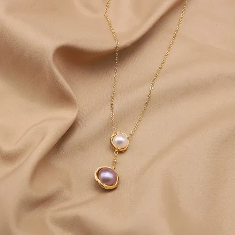 Collier de Perles d'Eau Douce Rétro pour Femmes en Cuivre Plaqué Or 18K Pendentif Baroque Collier Bijoux Élégants Faits à Main Cadeau