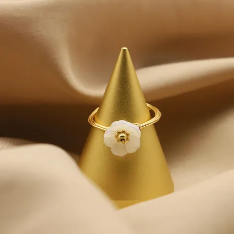 Vintage Muschel Blume Drahtgewebt Ring Für Damen Vergoldet Handgemachte Muschel Ring Nischendesign Floral Finger Schmuck Geschenk