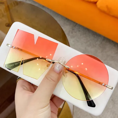 Lustige NO Buchstaben Unregelmäßige Randlose Sonnenbrille Partybrille Metallrahmen AC Linse UV400 Für Herren Damen Brillen