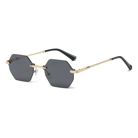 Vintage Rimless Polygon Sunglasses For Women Men Metal Frame Gradient Ocean Lens Eyewear UV400 Fashion Street Beats Glasses Gift