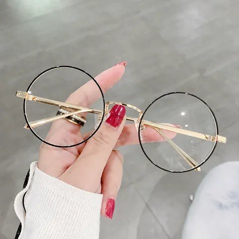 Gafas De Montura Metálica Redonda Anti Luz Azul Moda Marco Grande Gafas Ópticas Para Hombres Mujeres Estudiantes Retro
