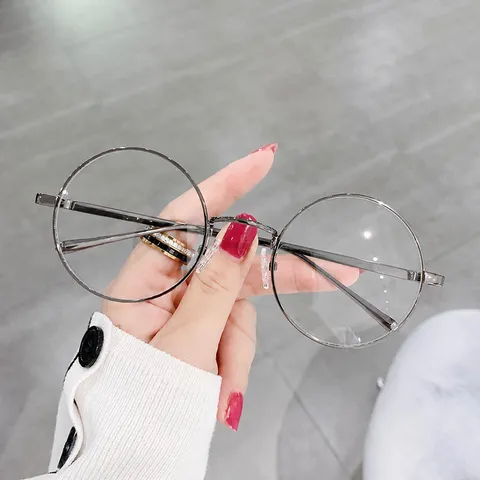 Gafas De Montura Metálica Redonda Anti Luz Azul Moda Marco Grande Gafas Ópticas Para Hombres Mujeres Estudiantes Retro