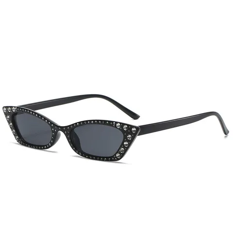 Hip Hop Kleine Katzenaugen Strass Sonnenbrille Für Damen Herren Mode Y2K UV400 Outdoor Party Dekorative Sonnenbrille