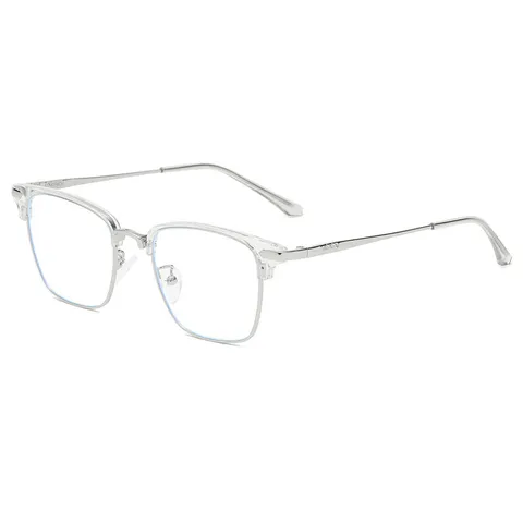 Retro Quadratischer Halbmetall-Blaulichtschutz Brillengestell Damen Herren INS Stil Schwarz Gold Optisches Brillengestell Mode Accessoires