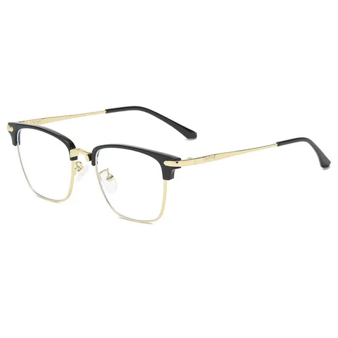 Retro Quadratischer Halbmetall-Blaulichtschutz Brillengestell Damen Herren INS Stil Schwarz Gold Optisches Brillengestell Mode Accessoires