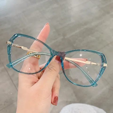 Montature de Lunettes Géométrique Papillon Unisex Anti-Lumière Bleue Hybride Plastique Métal Légère Lunettes Optiques pour Bureau Quotidien