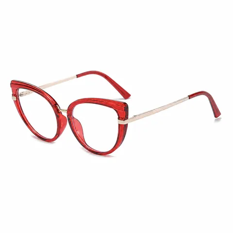 Occhiali da Vista Ottici Occhio di Gatto in Metallo PC Anti-Luce Blu Cerniera a Molla Montatura Completa per Unisex