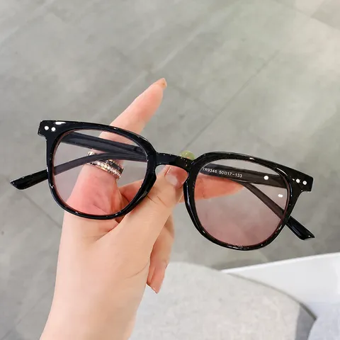 Retro Ronde Grote Frame Anti-Blauw Licht Bril Voor Vrouwen Mannen PC AC Lens Mode Bijziendheid Compatibele Brillenframes UV400 Bescherming Zonnebril