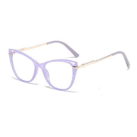 TR90 Anti-Blue Light Glasses For Women Fashion Cat Eye Optical Frame With Metal Spring Temple Clear Lens Blocking Eyewear