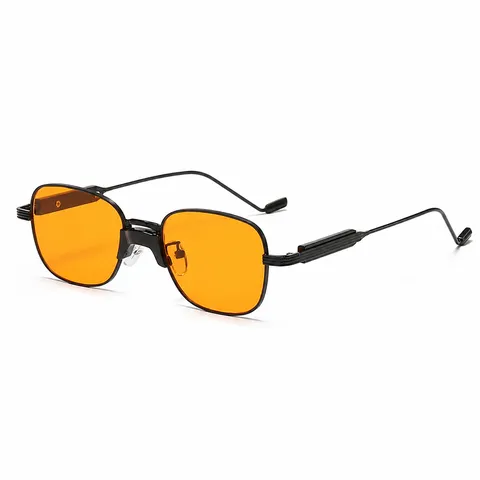 Lunettes de Soleil Carrées en Métal Vintage pour Hommes Femmes Lunettes de Soleil Géométriques Double Pont Protection UV400