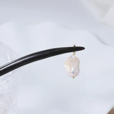 Horquilla para el Pelo de Madera Vintage Con Borla de Perla Barroca de Agua Dulce Natural Cobre Chapado en Oro Elegante Pasador de Estilo Chino para Mujeres