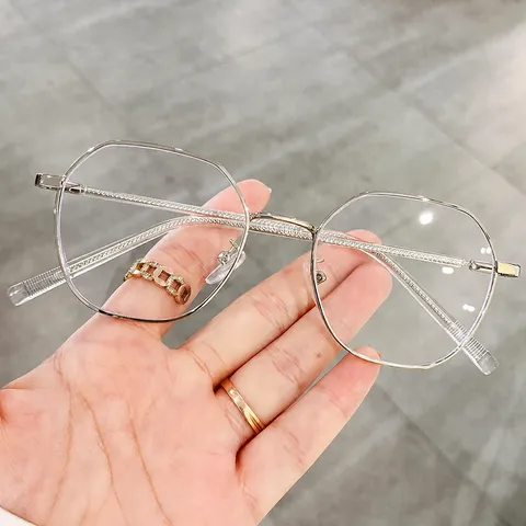 Irregular Polygon Metal Frame Anti-Blue Light Glasses For Women Men Artistic Fashion Decorative Clear Lens Optical Frame Glasses