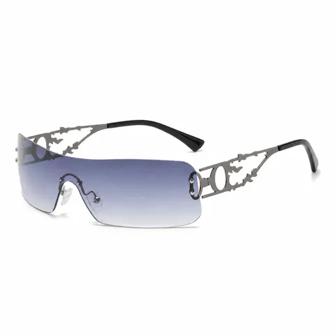 Y2K Randlose Sonnenbrille Retro Flamme Metallrahmen Verlaufsgläser Punk Mode Rahmenlose Sonnenbrille Streetwear Zubehör
