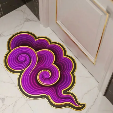 Household Quick-Drying Floor Mat Absorbent Anti-Slip Doorway Bathroom Mat Colorful Cloud 3D Gradient Pattern Tech Cloth Mat
