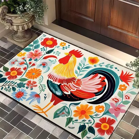 Rooster Diatomaceous Earth Floor Mat Absorbent Non Slip Doormat Cute Animal Printed Entrance Door Mat Home Decor