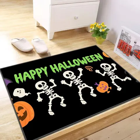 American Halloween Crystal Velvet Absorbent Floor Mat Bathroom Non-Slip Rug Hallway Door Mat Festive Home Decor