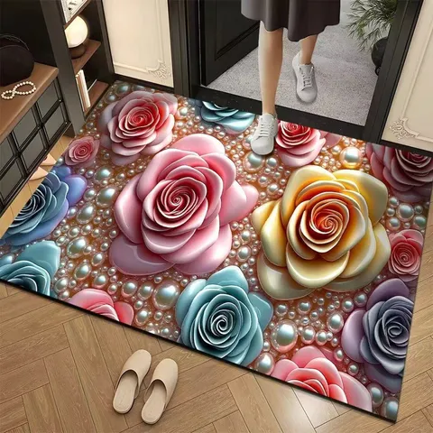 Nuovo Stile Cinese Tappetino in Terra Diatomacea Assorbente Antiscivolo Floreale Tappeto per Ingresso Soggiorno Bagno Cucina