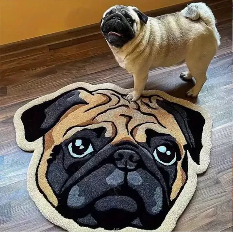 Süße Tierform Faux-Kaschmir Teppich Cartoon Katze Tiger Hund Bodenmatte Saugfähiger Teppich Für Wohnzimmer Schlafzimmer