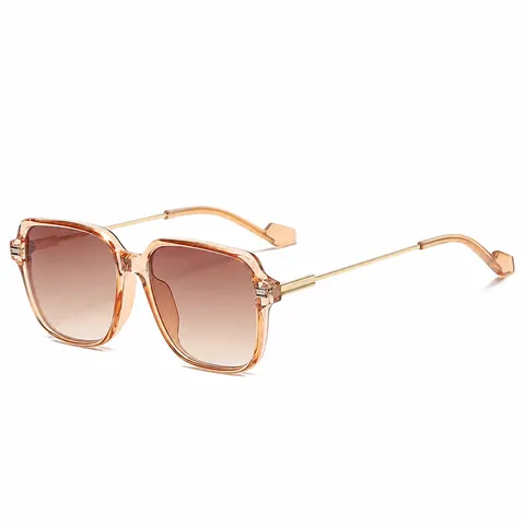 Fashion Large Frame Square Sunglasses For Men Women Retro Metal Temple Anti Blue Light Glasses UV400 High Definition Eyewear