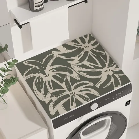 Alfombrilla de Lavadora Floral de Estilo法国 Absorbente A Prueba de Polvo Cubierta Antideslizante Decoración