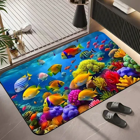 Alfombrilla de Suelo de Tierra de Diatomeas Absorbente para Baño y Puerta de Entrada Secado Rápido Lavable Alfombra Antideslizante Decoración
