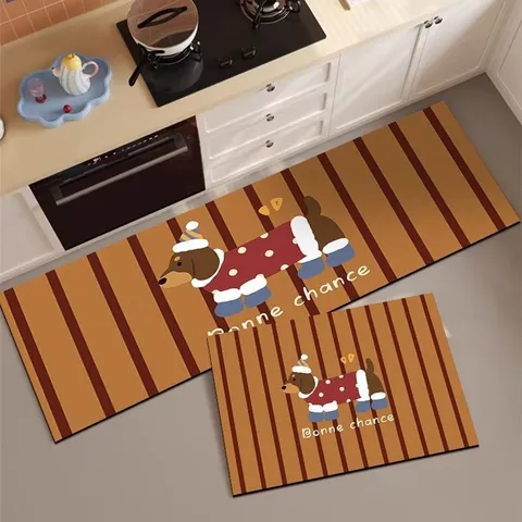 Tappetino da Cucina con Cartone Animato di Bassotto Carino Antiscivolo Assorbente Asciugatura Rapida Lavabile per Decorazione Casa Cucina Camera da Letto