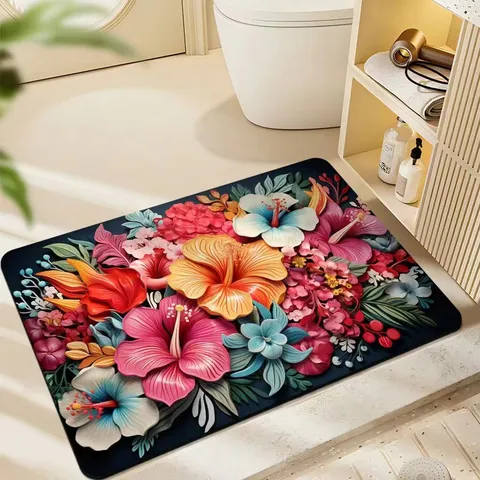 American Floral Diatomaceous Earth Bath Mat Non Slip Quick Drying Floor Mat for Bathroom Entryway Kitchen