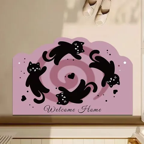 Cartoon Diatomite Bathroom Floor Mat Absorbent Quick Drying Non Slip Mat Cute Printed Door Mat Home Decor Mat