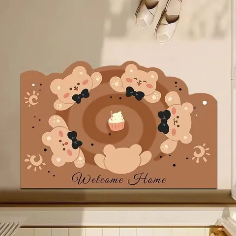 Cartoon Diatomite Bathroom Floor Mat Absorbent Quick Drying Non Slip Mat Cute Printed Door Mat Home Decor Mat