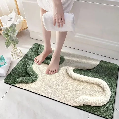 Absorbent Non-Slip Floor Mat Diatom Mud Velvet Geometric Pattern Bath Mat For Bathroom Porch Living Room Home Decor