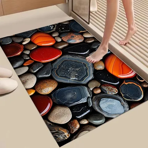 Pebble 3D Diatomaceous Earth Bath Mat Absorbent Quick Drying Non Slip Floor Mat For Bathroom Home Decor