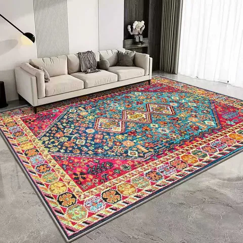 Vintage Persian Style Area Rug Washable Non-Slip Floor Mat Floral Geometric Carpet For Living Room Bedroom Home Decor