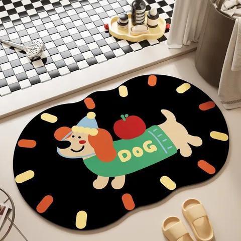 Cute Cartoon Animal Technical Cloth Floor Mat Absorbent Anti Slip Bath Mat Washable Home Decor Area Rug For Bathroom