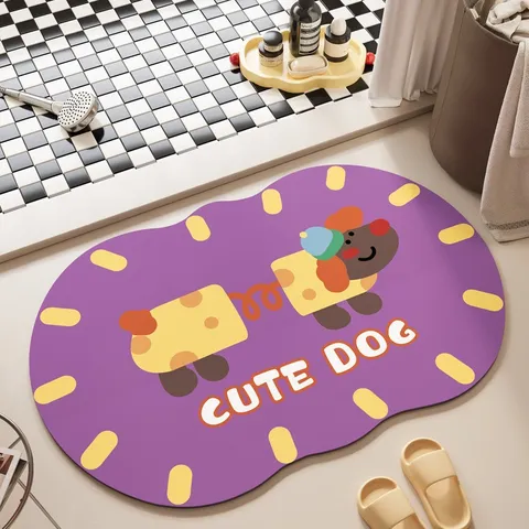 Cute Cartoon Animal Technical Cloth Floor Mat Absorbent Anti Slip Bath Mat Washable Home Decor Area Rug For Bathroom