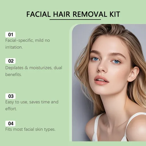 HOYGI Ensemble de Crème Dépilatoire pour le Visage Extrait Doux de Centella Épilateur Avec Crème Apaisante et Grattoir pour Femmes