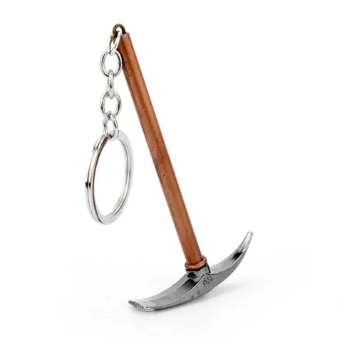 Strumento Avventura All'aperto Piccozza Forma Zappa Portachiavi in Metallo Bronzo e Argento Lega Mini Strumento Portachiavi Ciondolo Borsa