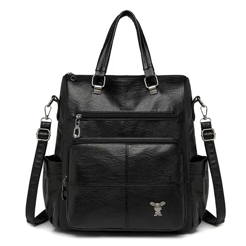 Sac à Dos en Cuir Souple PU pour Femmes Décontracté Voyage Grande Capacité Imperméable Cartable Daypack