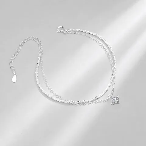 S925 Sterlingsilber Doppellagiges Glänzendes Strass Armband Damen Luxus Leichter Luxus Mode Kette Hand Schmuck Geschenk
