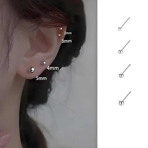 S999 Sterlingsilber Kugelohrstecker Minimalistisch Rund Perle Ohrknochen Piercing Schmuck Für Damen Täglich Vielseitige Ohrringe