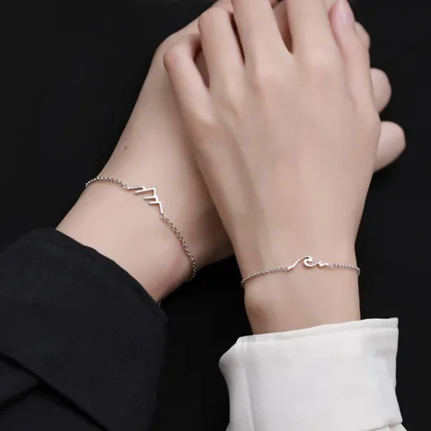 925 Sterlingsilber Paar Armbänder Berg Und Meer Schwur Passende Armbänder Minimalistisches Design Valentinstag Geschenk Schmuck