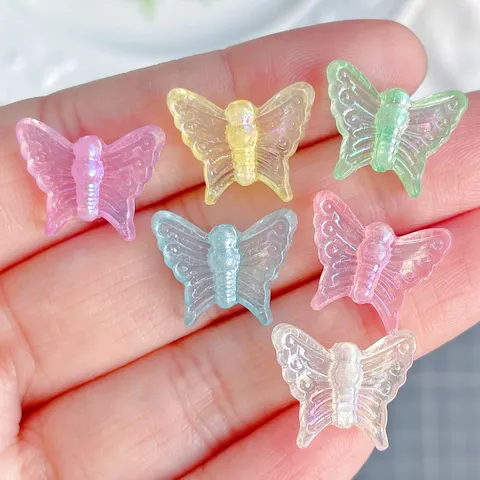 Laser Colorful Mini Butterfly DIY Acrylic Beads For Hair Clips Nail Art Craft Accessories Sweet Electroplated Butterfly Findings