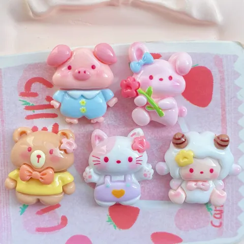 Simpatici Ciondoli in Plastica Resina Animali Cartoni Animati Cabochon Flatback per Fai da Te Fermagli per Capelli Portachiavi Scatola Decorazione Accessori