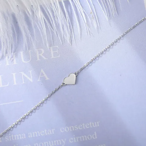 S925 Sterling Silver Heart Anklet Minimalist Dainty Foot Jewelry For Women Adjustable Love Charm Ankle Bracelet Gift