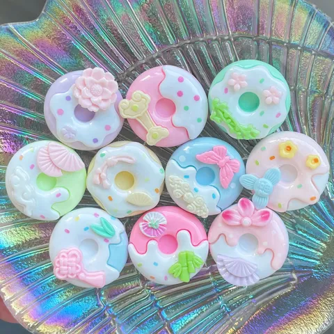 Resin Ancient Style Donut DIY Accessories Miniature Food Charms For Hair Clip Keychain Phone Case Decor Craft Supplies